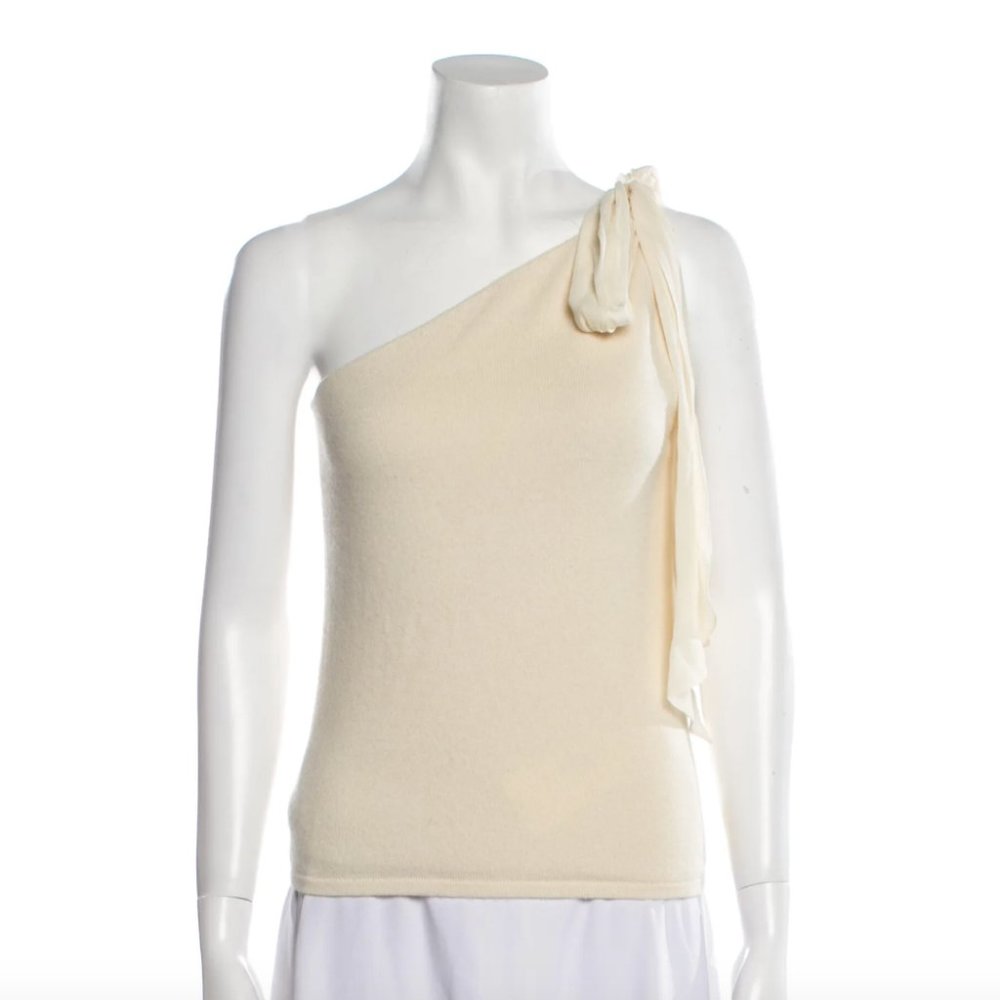NWT RALPH LAUREN BLACK LABEL Cashmere One-Shoulder Top